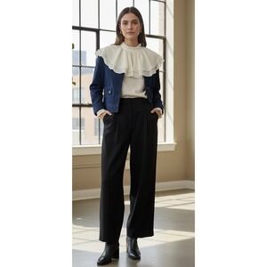 Akris Punto Dark Blue Denim Cropped Jacket See Measurements Collarless‎